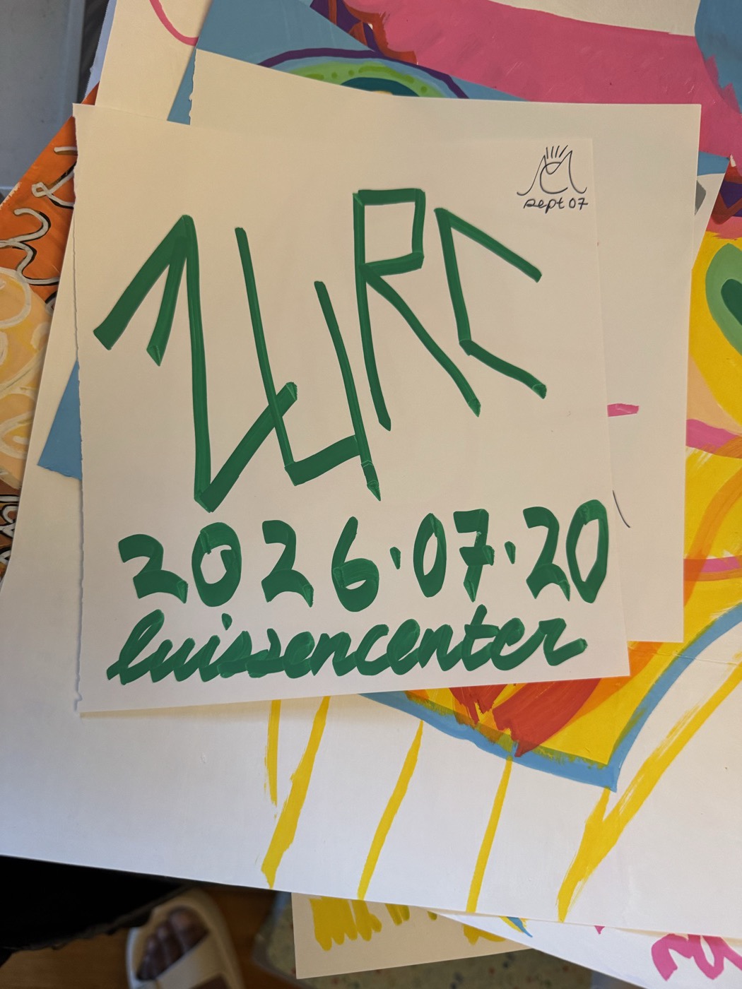 ZURC in green marker with the date 2026·07·20 and the word luisencenter